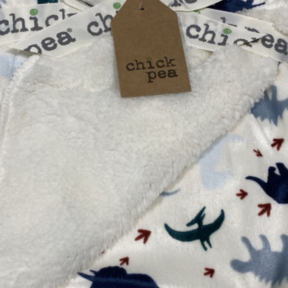 Chick Pea Dinosaurs Baby Blanket Blue Green Red Grey White 30" X 40"